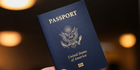 A close-up of a USA passport