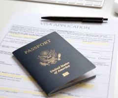 A close-up of a USA passport