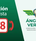 Logo de Ángeles Verdes y el teléfono de atención al turista.